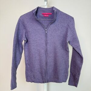 Peter Millar Women's Zip Front‎ Cable Knit Merino Wool Sweater Jacket Cardigan L